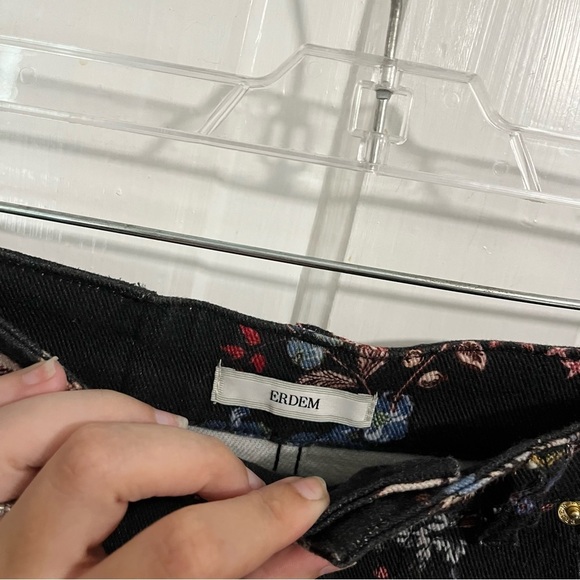 Erdem Black Floral Millicent Skinny Jeans Zipper Fly US 4 B - Picture 5 of 12